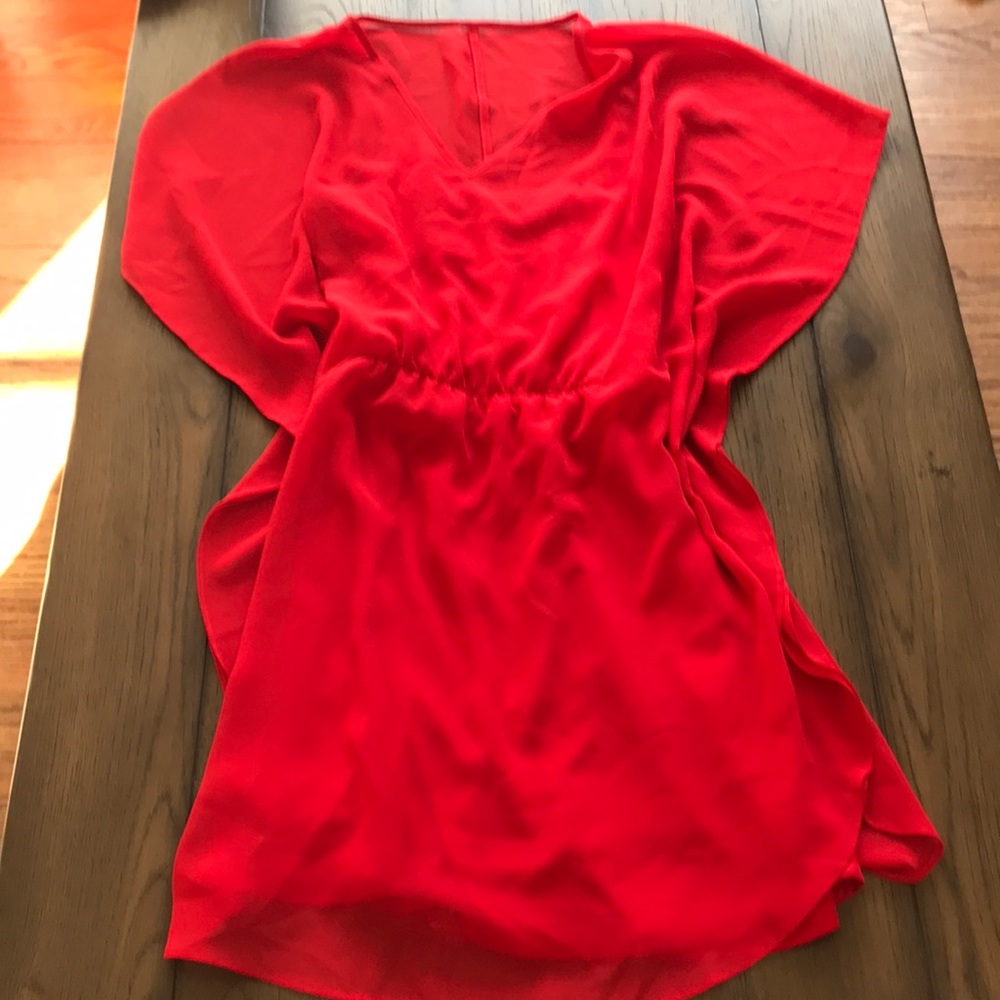 Red flowy dress
